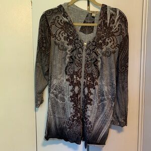 Gray and black Patterned Hoodie